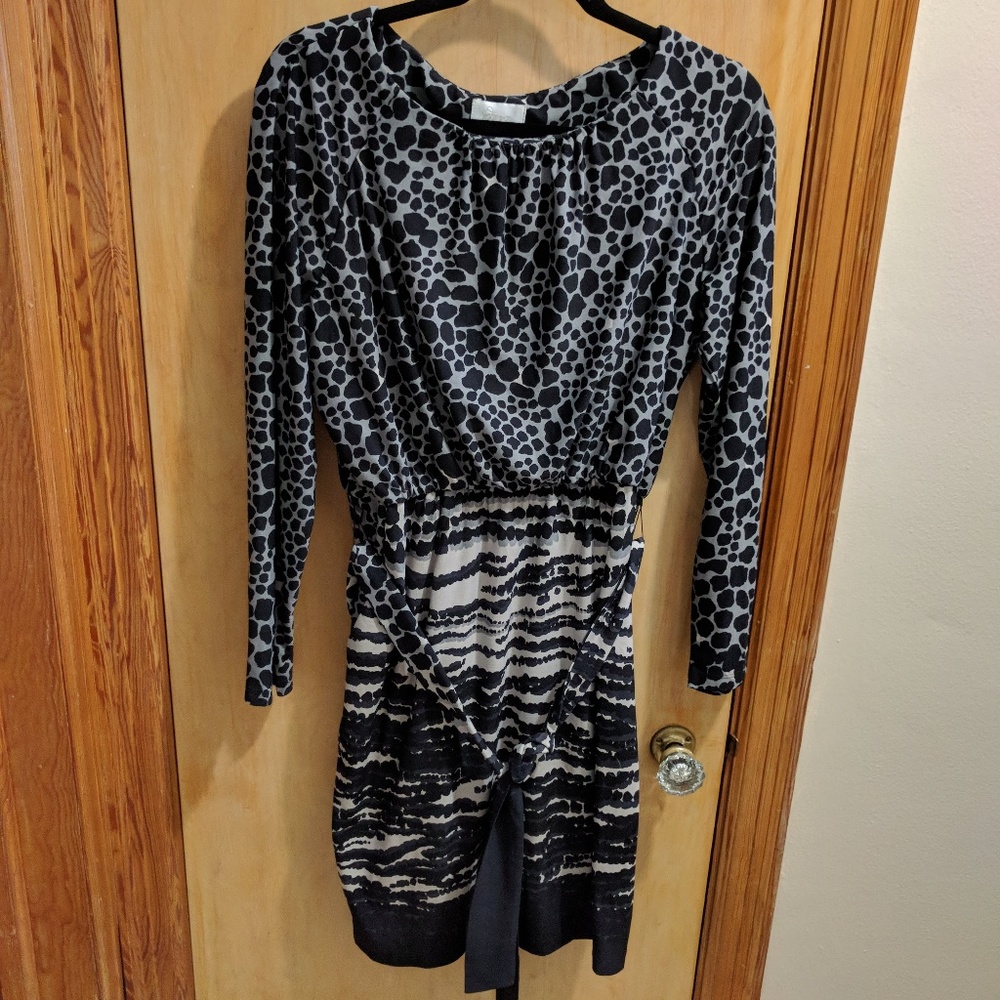 Donna Morgan multi pattern tie dress